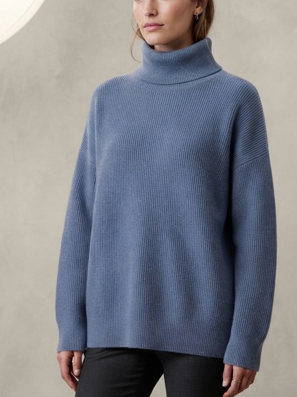 Free People Dusty Blue Ribbed Turtleneck Sweater